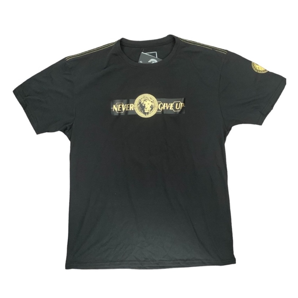 Never Give Up Black Graphic Tee Men